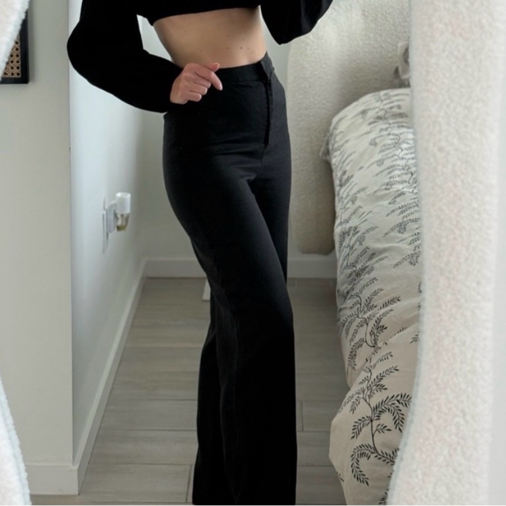 DISSH Black High-Waisted Flared Trousers